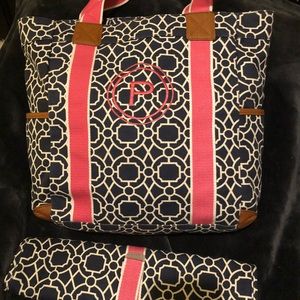 Pottery barn diaper bag and changing pad